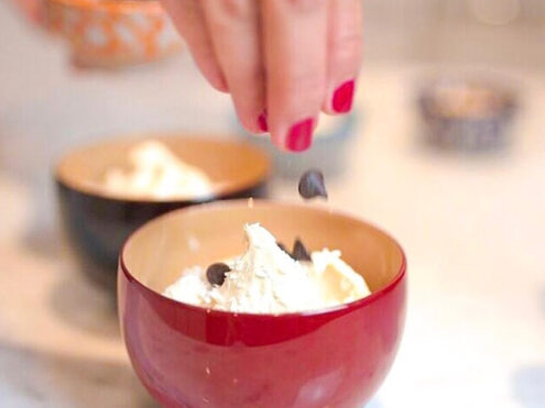 Two pots of non-dairy banana nice cream which are great for digestion.