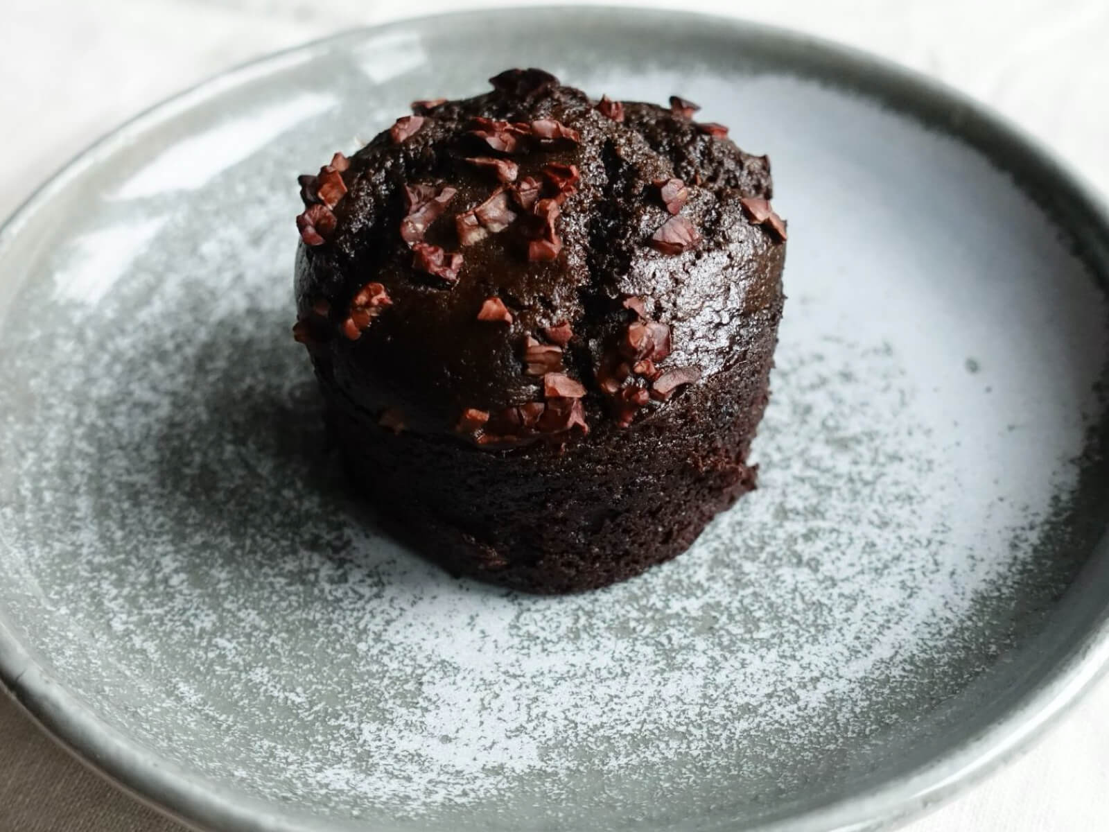 Healthy chocolate muffin on a plate