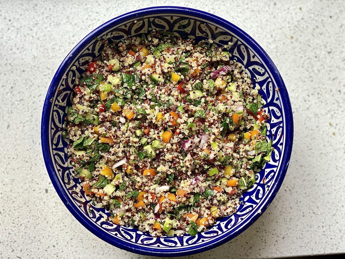A dish to showcase a mental health diet, that reduces inflammation. Quinoa Taboulé.