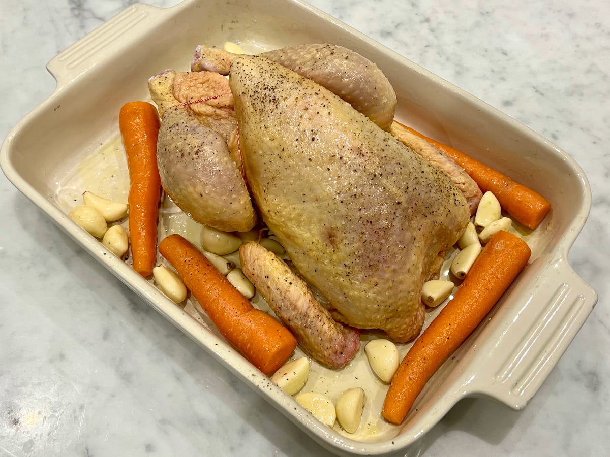roast chicken with carrots