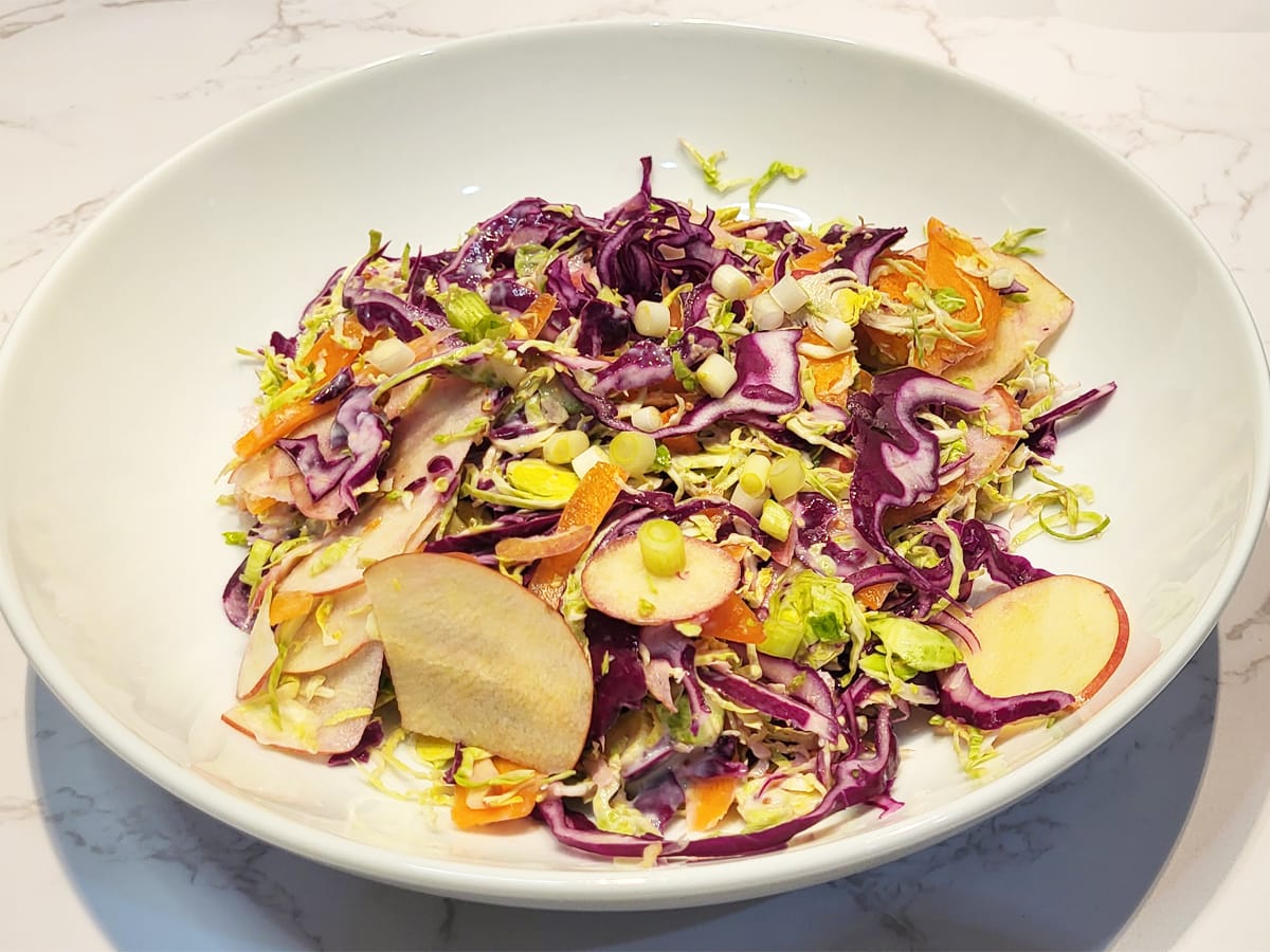 Cabbage, Carrot and Apple Slaw with Spring onions