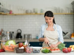 woman preparing a meal in the kitchen