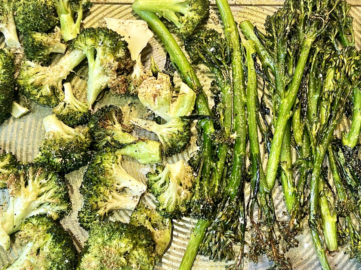 charred broccoli and tenderstem broccolini