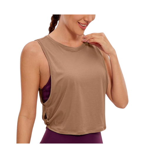 brown mocha camel yoga top